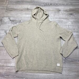 Linksoul Sweater Mens Medium Beige Cotton Cashmere Hooded Waffle Knit Golf